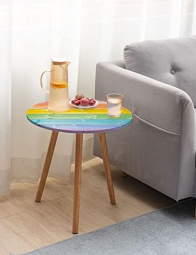 Miniatura 2 de Mantel redondo pastel, tablones de madera en colores arco iris, estilo rural, rústico, casa de campo temática, impresión de tonos de verano,