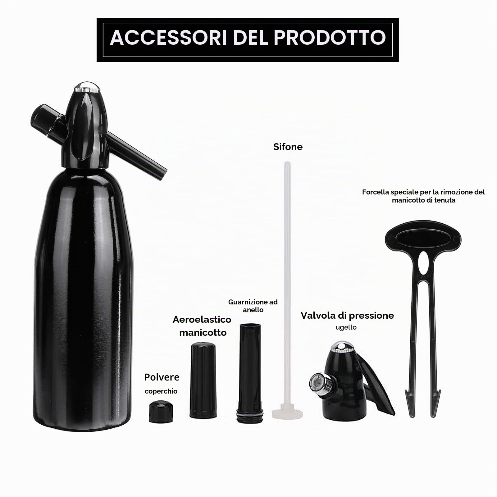 Soda Maker,Sifone per Soda Alluminio 1L,Soda Siphon Bottle con Regolatore di Pressione, Aluminium Sparkling Water Maker per Succhi di Frutta Fatti in Casa,Mojito,Cocktail,Bevande