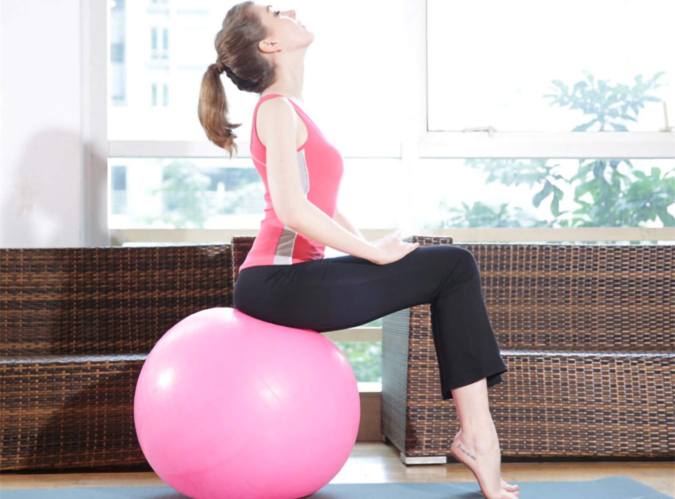 AINAAN Premium Extra Thick Yoga Ball, Anti-Burst-Slip Resistant55cm Size Fitness, 2019, Pink 1