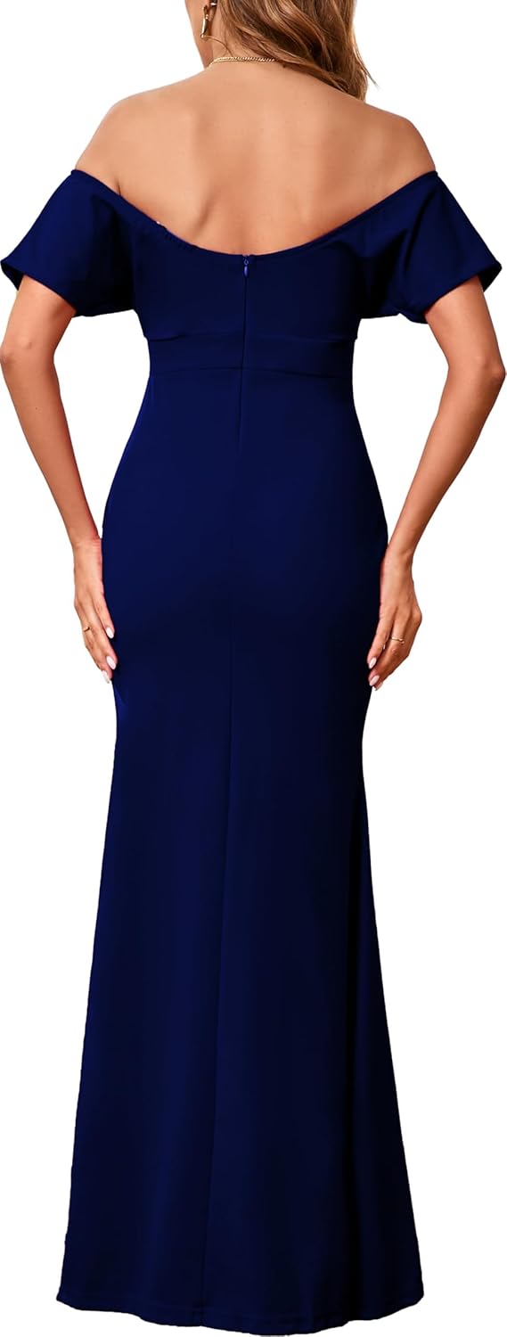Formal Dresses for Women Cocktail Sexy Off Shoulder Floor Length Long Evening Party Dress with Zipper - Image 8