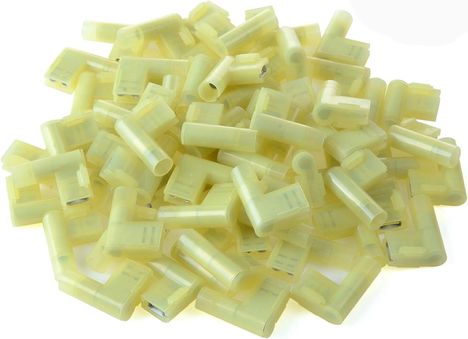 XHF Flag Shaped Spade Connectors Terminals Nylon Fully Insulated Quick Crimp Wire Connectors 50 Pcs (12-10 AWG)