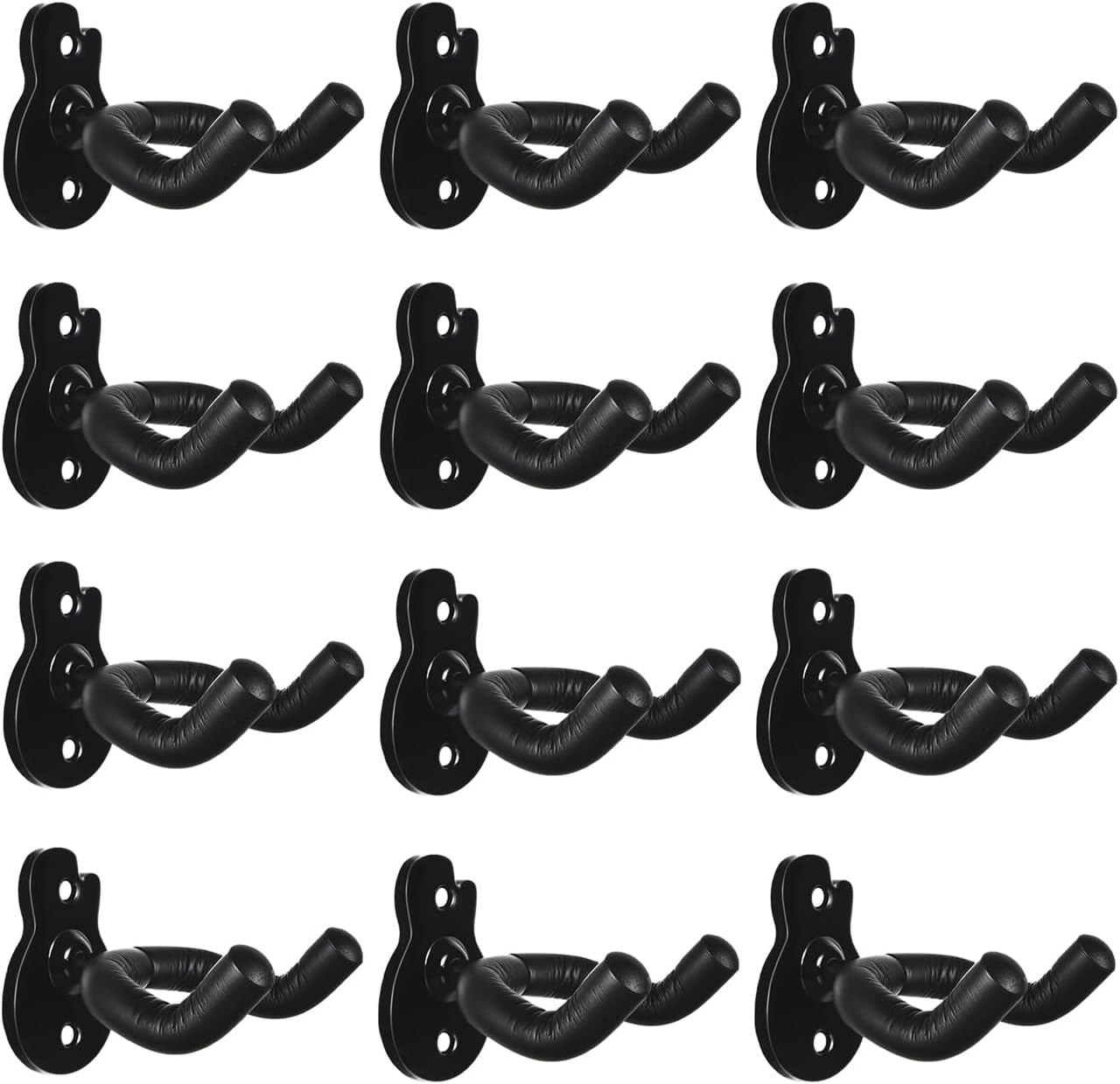 LALAOKS 12Pack Guitar Hanger Bulk Wall Mount Metal Guitar Hook Holder for Acoustic Electric Bass Guitar Ukulele Banjo Mandolin Black
