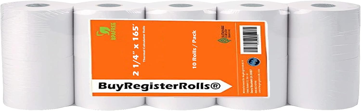 (10 Rolls) 2 1/4" X 165' Thermal Paper for Sharp XEA507 XEA407 XEA207 ERA247 347 Sharp XE-A207, XE-A407 and XE-A507 Cash Register Paper Rolls