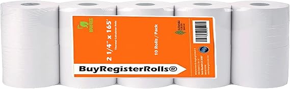 (10 Rolls) 2 1/4 X 165' Thermal Paper for Sharp XEA507 XEA407 XEA207 ERA247 347 Sharp XE-A207, XE-A407 and XE-A507 Cash Register Paper Rolls