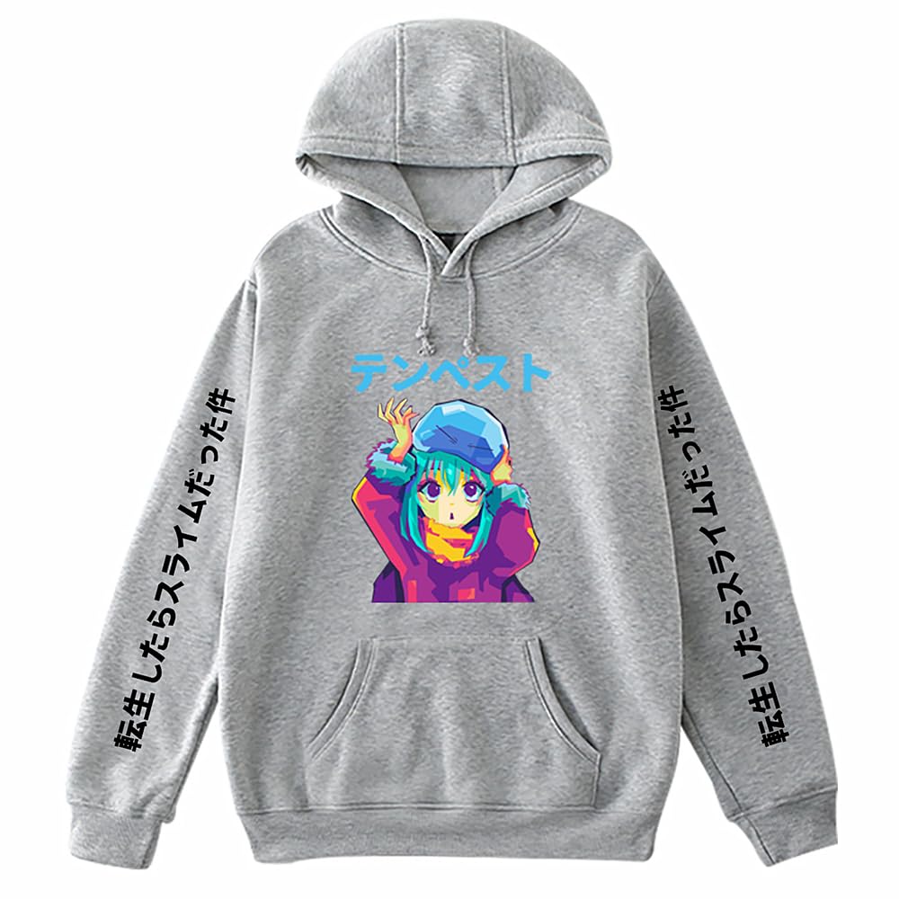 Charous Unisex Grey 1 Anime That Time I Got Reincarnated As A Slime Cosplay Rimuru Tempest Hoodie,Grey Sweatshirt For Manga Fans Gift