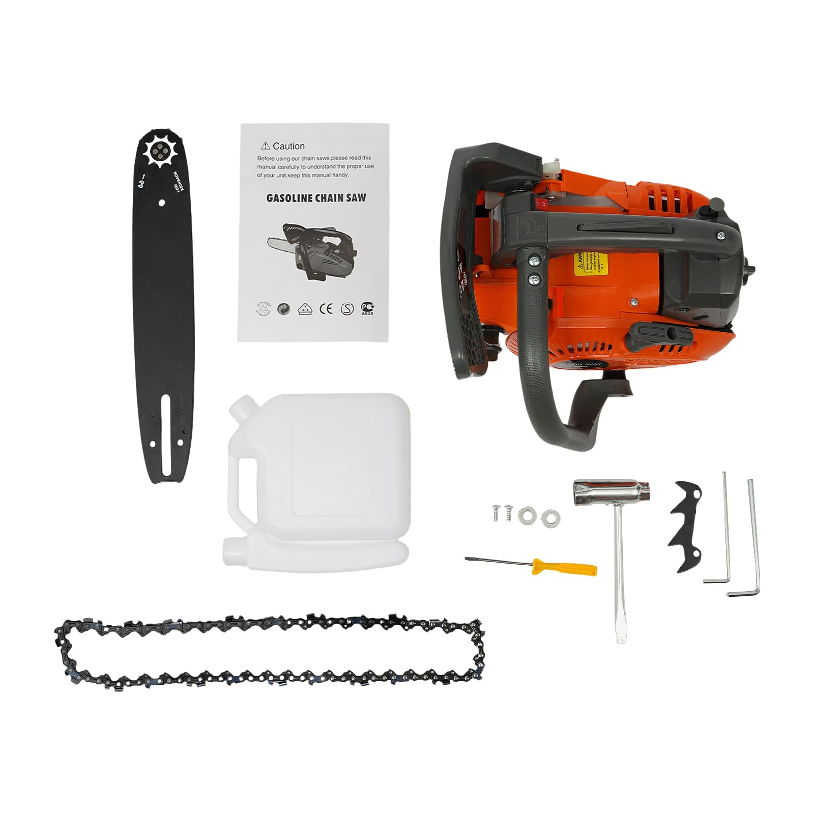 Motosierra gasolina 900 W, herramienta ligera portátil, motor de 2 tiempos 1.22 CV, barra guía 30 cm, arranque rápido, para jardín poda bosque, compacta 5 kg, funda protectora