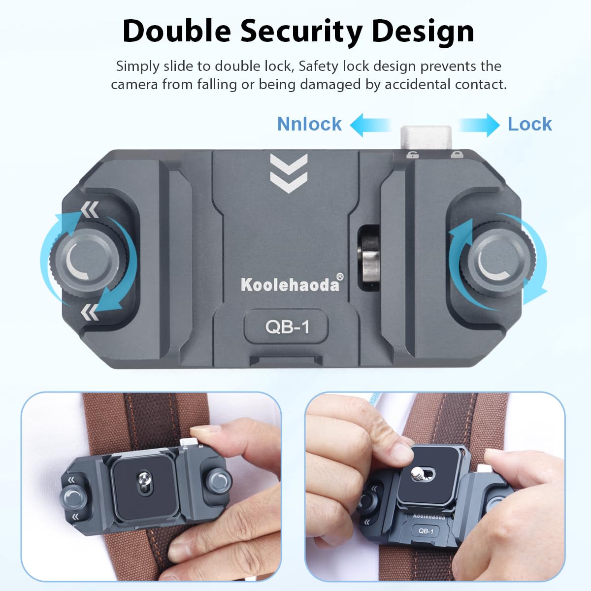 Koolehaoda QB-1 Clip pour Appareil Photo, Montage sur Bandoulière ou Ceinture Clip de Caméra à Dégagement Rapide pour GoPro, Machine à Cartes, DSLR Caméra et des Jumelles