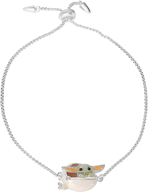 Disney Star Wars The Mandalorian The Child Silver Lariat Bracelet, Official License