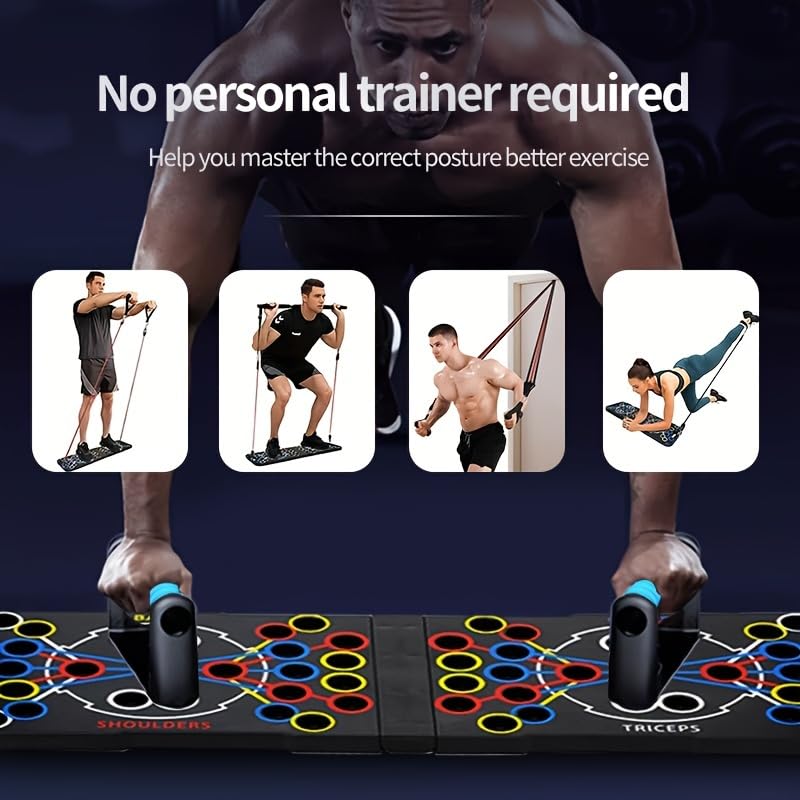 54-Loch Liegestützbrett - Multifunktions-Übungsgerät für das Home-Gym - Verstellbare Liegestützstangen für Brust-, Arm- & Kerntraining - Krafttrainingsgerät für Männer & Frauen