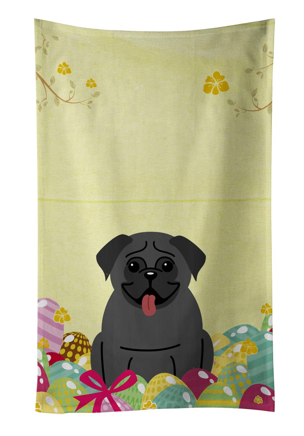 Serviette de cuisine Carlin Noir avec motif œufs multicolores 63,5x38,1cm