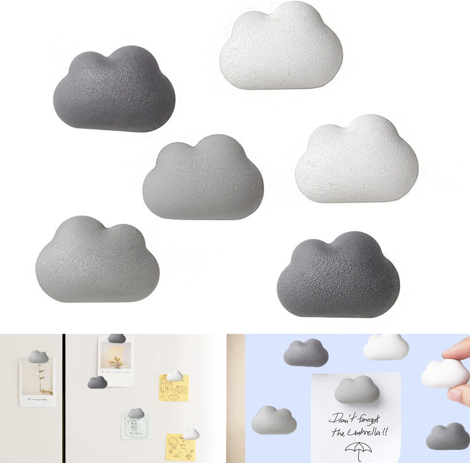 6 Piece Cloud Refrigerator Magnet Set Refrigerator Decorative Magnets, Cute Locker Magnets, Creative Refrigerator Magnets for Refrigerators, Whiteboards, Maps and Other Magnetic Items