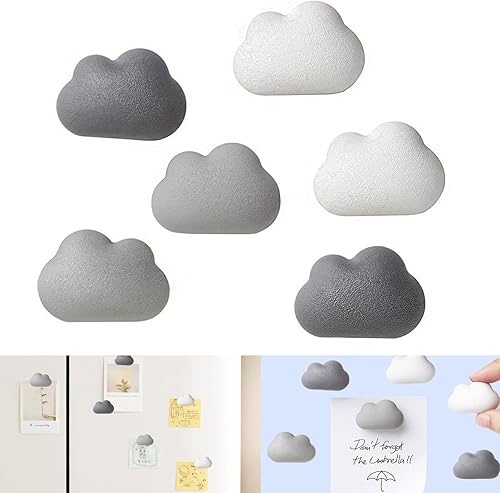 Juego de 6 imanes decorativos para nevera, diseño de nube, bonitos imanes de casillero, imanes creativos para refrigeradores, pizarras blancas,