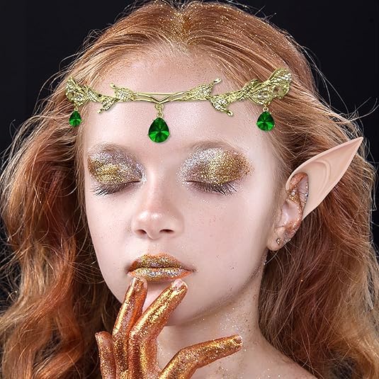 Diyxisk Elves Jewellery, Fine, Elf Crown, Retro Elf Headpiece, Wedding Bridal Tiara, Princess Crystal Hair Accessories - Image 4