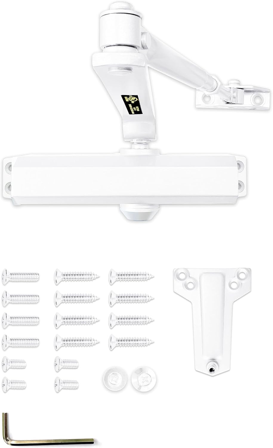 Medium Duty Commercial Door Closer D700, UL 3 Hour Fire Rated, Fixed Size #3 Spring Power and 3 Valves Closing/Latching/Backcheck, Door (55-150LB/33-36 in), Indoor/Outdoor (White Coated)