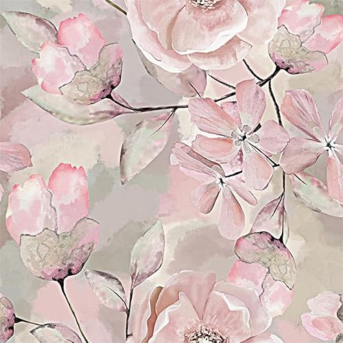 MuralPeel Pink Grey Floral Abstract Marble Modern Peel and Stick