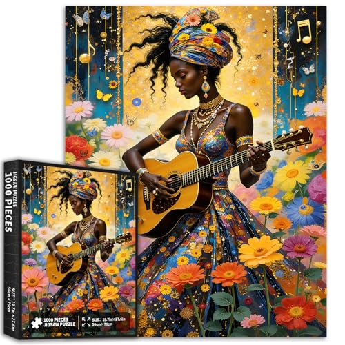Retro Jazz Violinist 1000 Piece Jigsaw Puzzles for Adults Golden Club Stage Art Puzzle Colorful DIY Puzzles for Home Decoration Gifts Family Puzzle Perfect for Game Nights 20×27 Inches