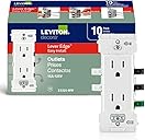 Leviton Lever Edge 15 Amp Tamper-Resistant Duplex Wall Outlet, 10-Pack, E5325-MW, White