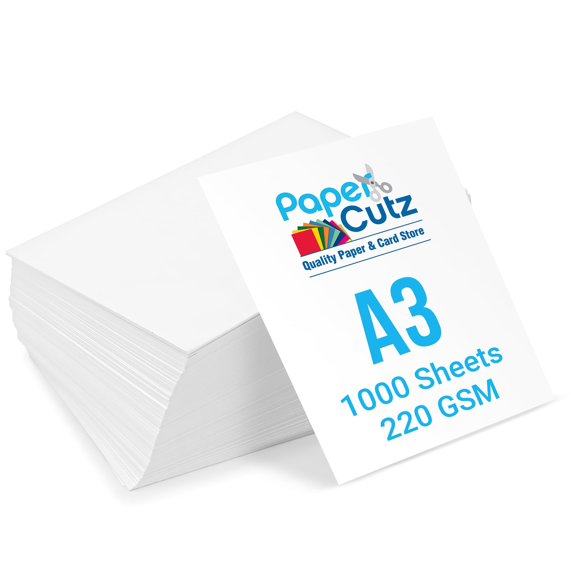 Papercutz A3 White Card Sheets (220 GSM) (1000 Sheets), Smooth Double-Sided Matt Finish Printing Paper, Home & Craft Projects, Durable, Suitable with All Inkjet and Laser Printers