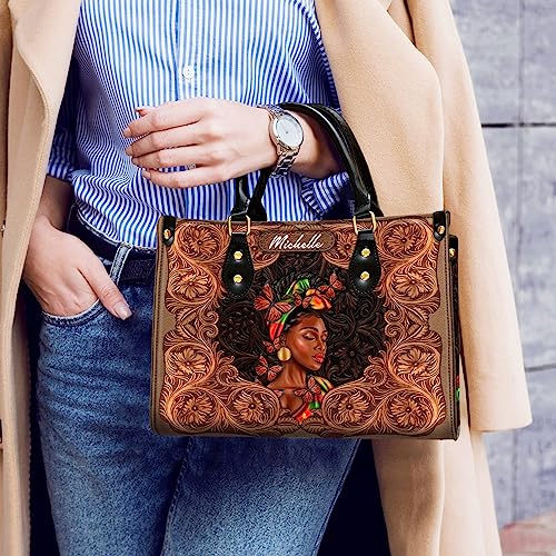 Personalized Black Queen Leather Bag, African American Purse, Afro Black Girl, Gift for Mom, Christmas Gift2