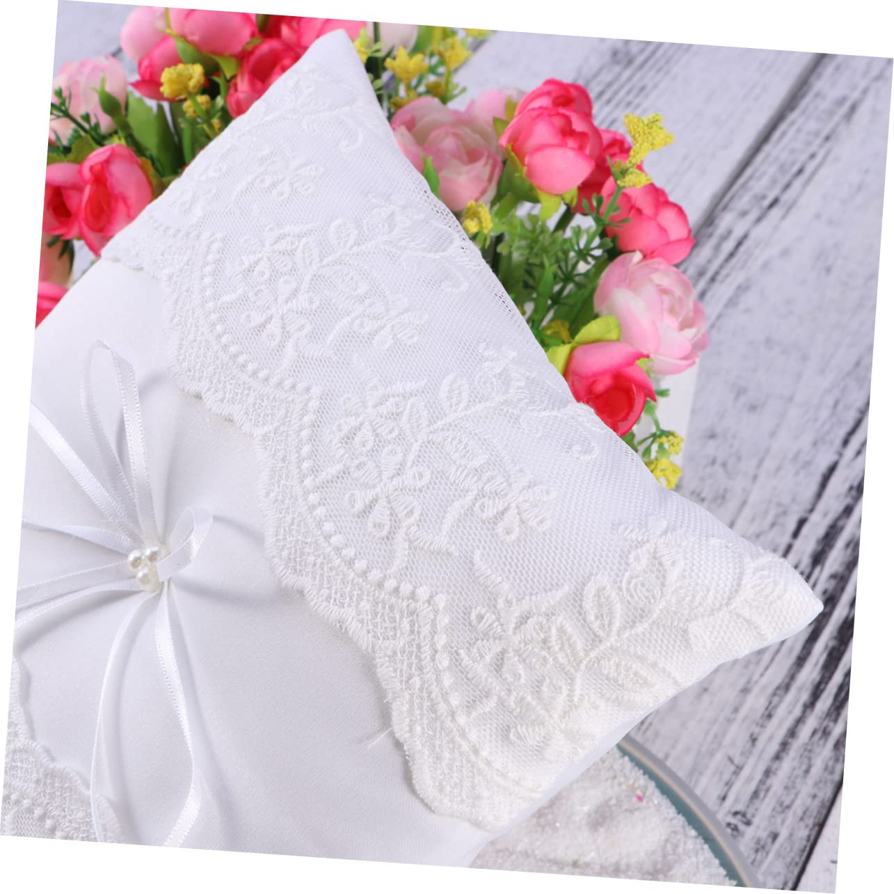 ABOOFAN 3St hochzeitsdeko hochzeits Dekoration Ringträgerkissen hochzeits geldgeschenke hochzeitdeko Ringkissen aus Spitze ringkissen Hochzeit westlicher Stil Hochzeitsbedarf Braut Weiß