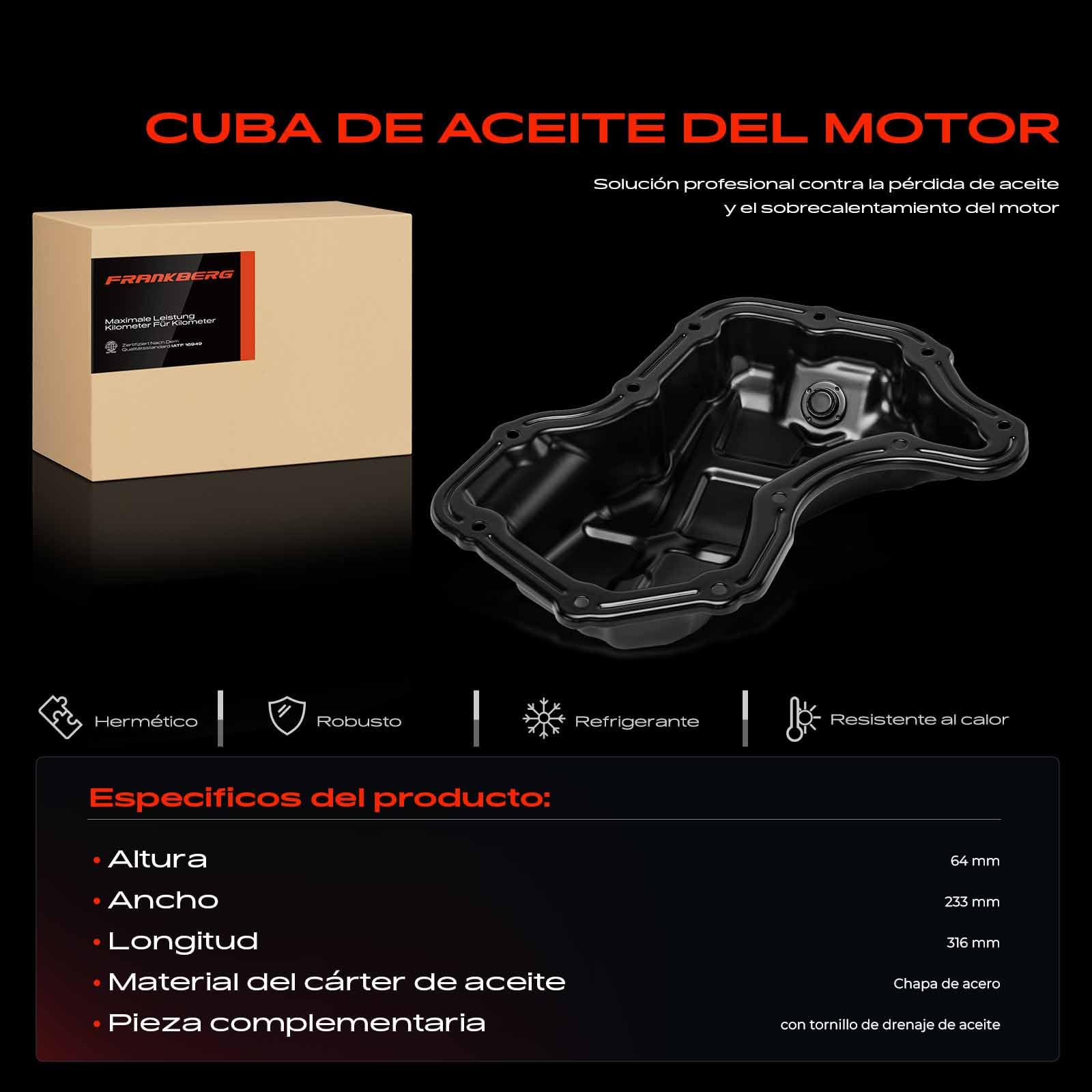 Frankberg Cárter de aceite con tapón de drenaje de aceite 1111000Q4F