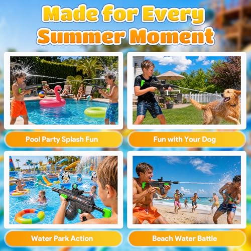 Electric Water Gun for Adults Kids, Automatic Self-Suction Water Gun with 34FT Long Range, 540ML Water Blaster for Pool Beach Summer Party Toys（Large Green） by SiniReta - Image 3