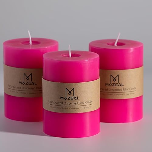 Miniatura 270 de MOZEAL Velas de pilar extra grandes de color borgoña de 4" x 10" (juego de 2), sin perfume, sin goteo, sin humo, de larga combustión limpia, velas