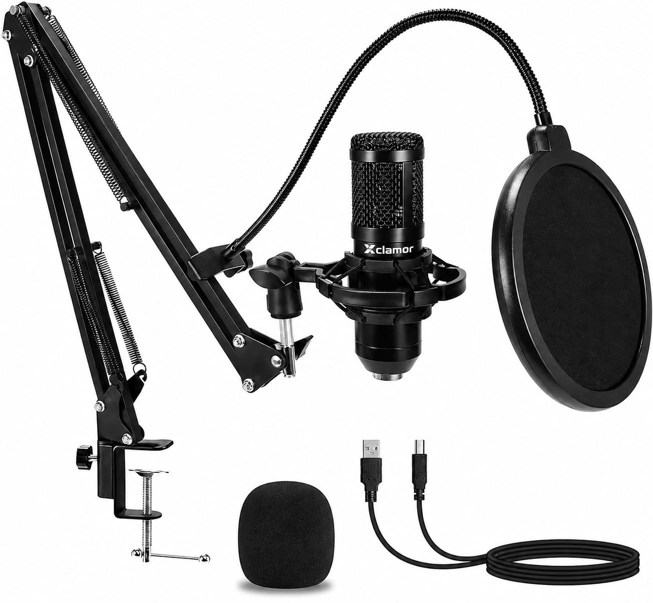 USB Condenser Microphone Kit with Boom Arm, Shock Mount & Pop Filter | 192kHz/24-Bit Cardioid Studio Mic | Plug & Play USB Mic for PC, Laptop, Podcast, Streaming, Gaming, Recording & Meetings-image-6