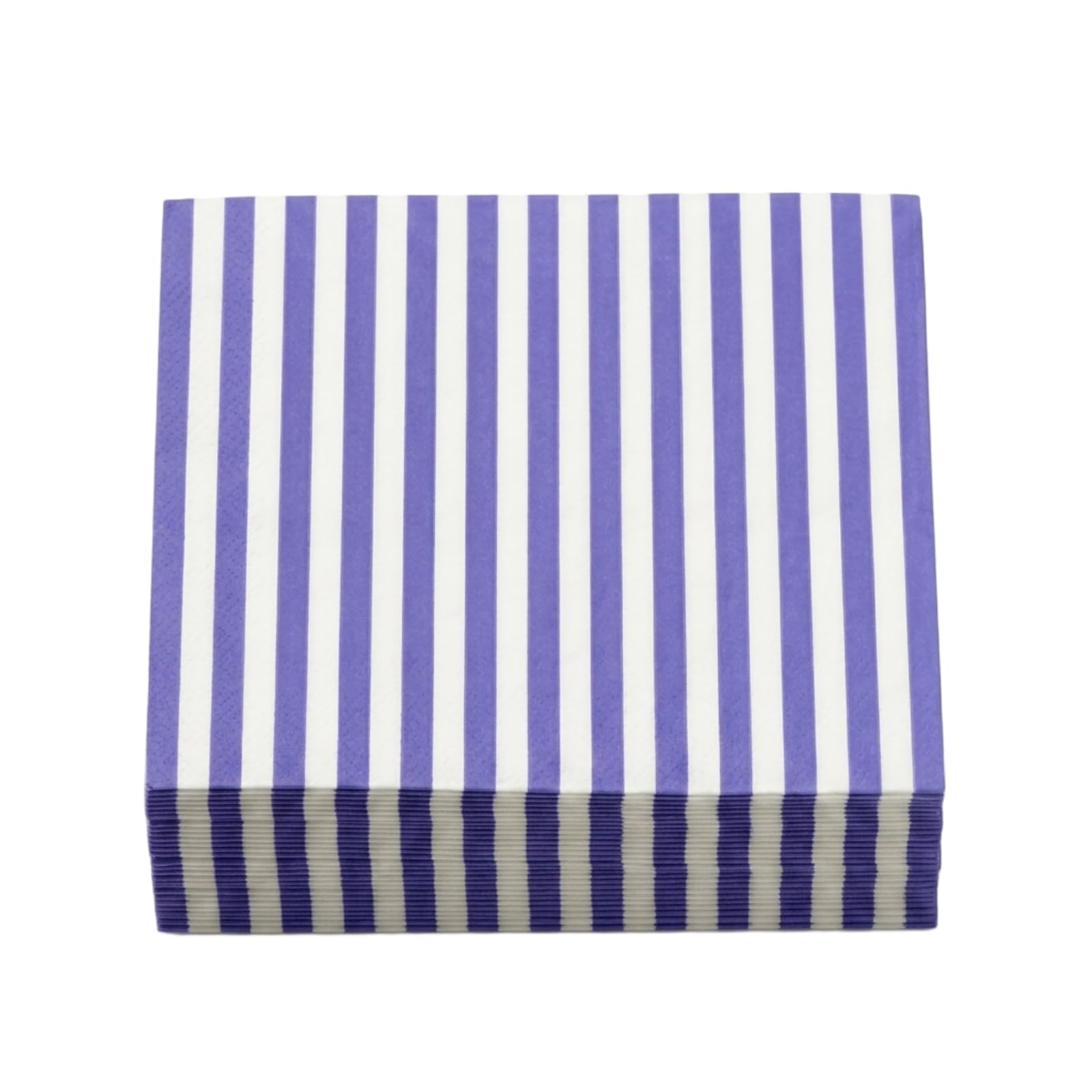 Double-Layered Purple White Striped Paper Napkins 33x33cm - 40-Pack Premium Quality for Elegant Party Cocktail Dining Wedding Movie Night Themed Table Decorations & More Stylish Events