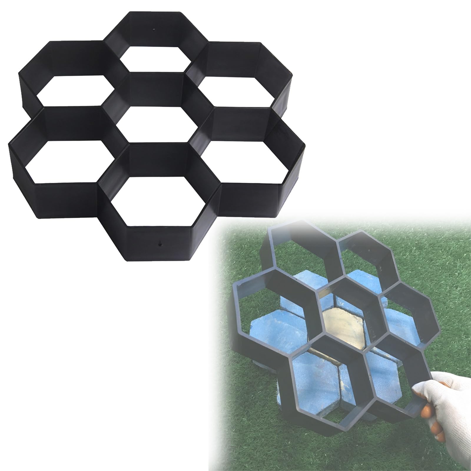 Moldes hexagonales de hormigón para caminos de jardín, pasarelas y patios. Molde duradero para decoración de suelos de césped y pared. Perfecto para proyectos de mejora del hogar