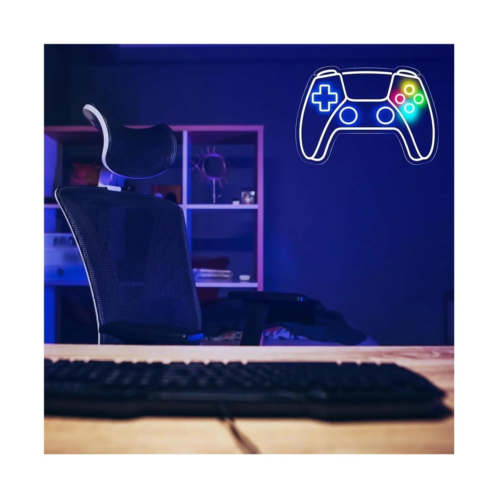 Décor Mural Lumière Gamer Néon Signe Jeux Manette Lumière LED Variable Pour Chambre Internet Café Fête Décor Pour Gamer 35cmх24.1cm(UNE)