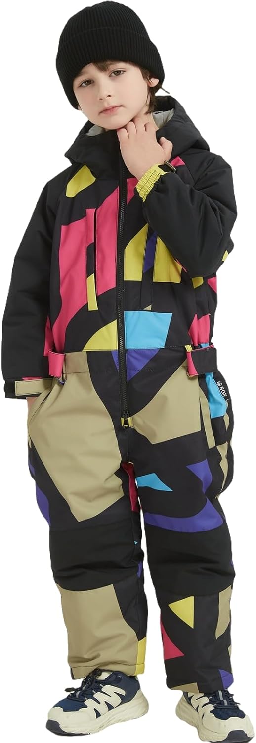 Kids Girls Boys One Piece Ski Suits High Collar Hood Zipper Snowsuits Colorful Jumpsuits Waterproof Jackets Winter Kids Girls Boys One Piece Ski Suits High Collar Hood Zipper Snowsuits Colorful Jumpsuits Waterproof Jackets Winter