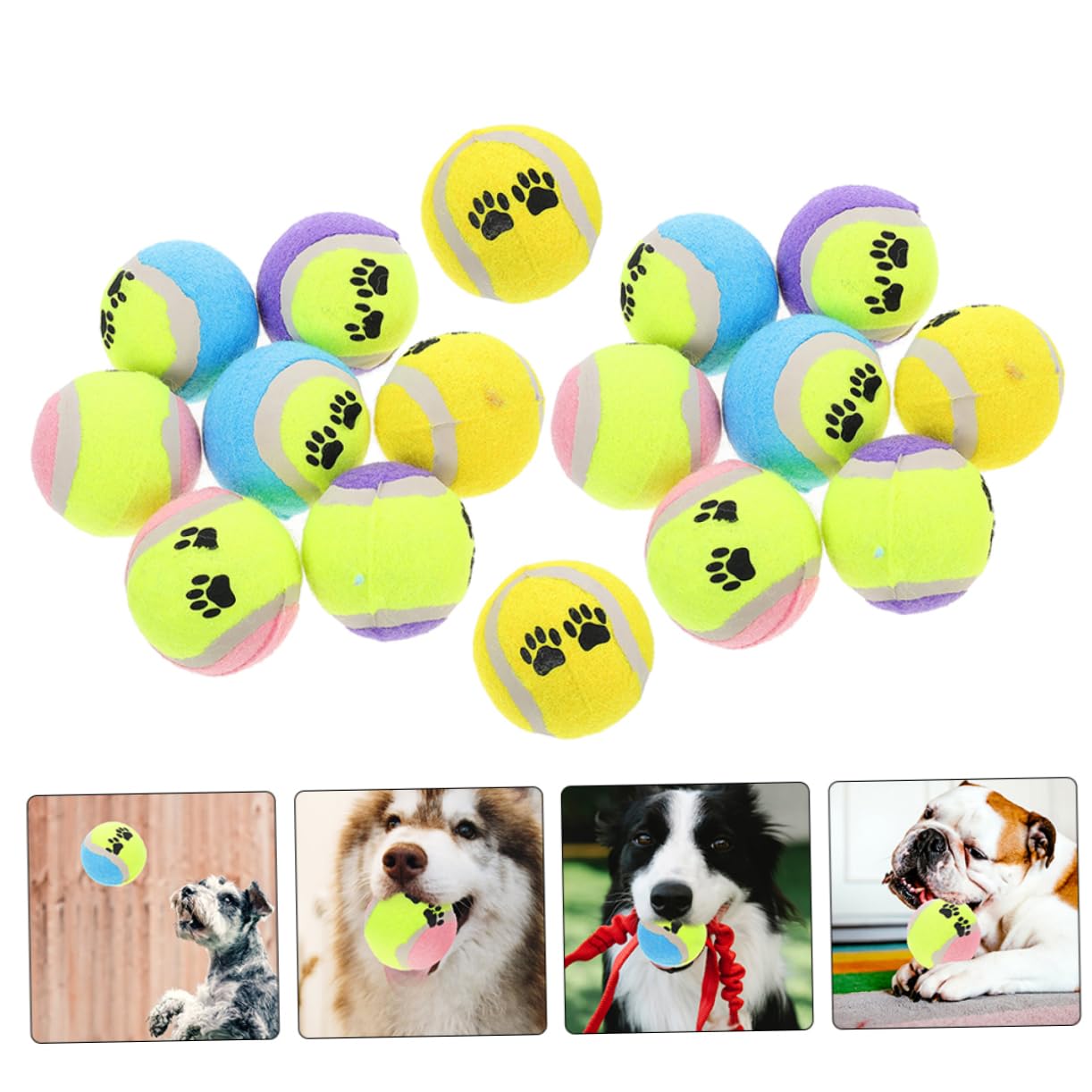 HEMOTON 16piezas Juguete De Pelota De Tenis para Mascotas Balones Interactivas De Goma para Perros Juguetes De Entrenamiento para Perros Balones para Pequeños para Exterior El Parque