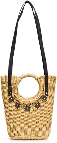 QTKJ Tote Bag for Women, Beach Bag, Straw Shoulder Bag, Handbags Suitable for Va
