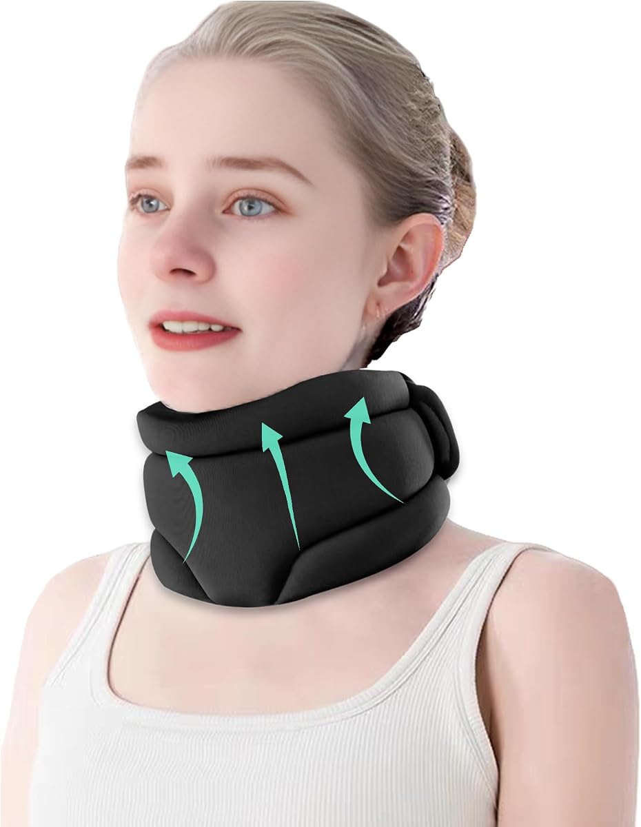 Neck Brace Cervical Collar, Neck Braces for Neck Pain and Support, Soft Foam Brace for Pain Relief, Adjustable Neck Support Collar for Sleeping, Travelling, Office (Black)