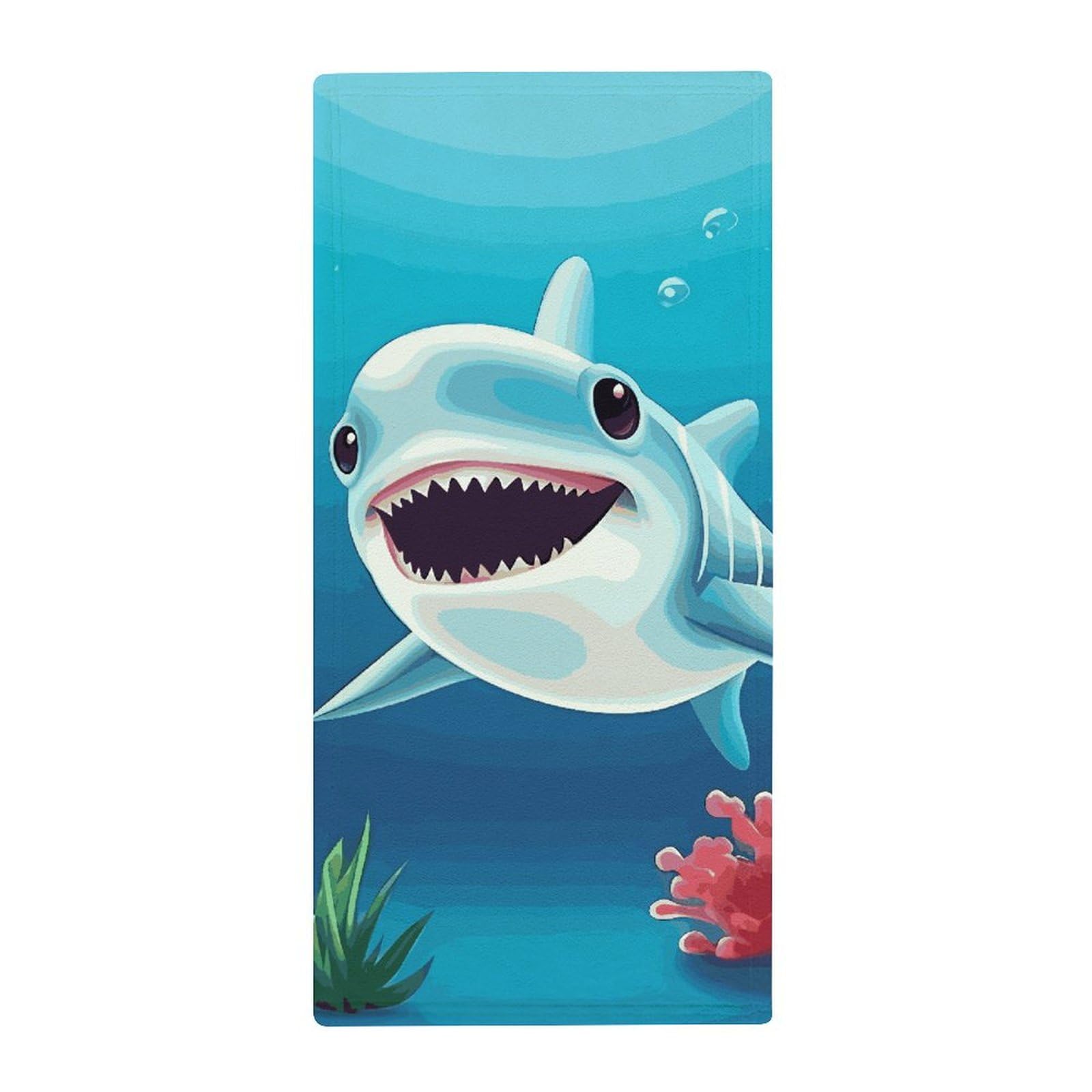 Serviette douche absorbante requin souriant pour salle de sport