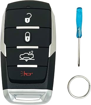 Smart Key Fob Cover Case Shell Fit for Dodge RAM 1500 Pickup 2019-2024 Keyless Entry Remote Casing OHT-4882056 4 Buttons B