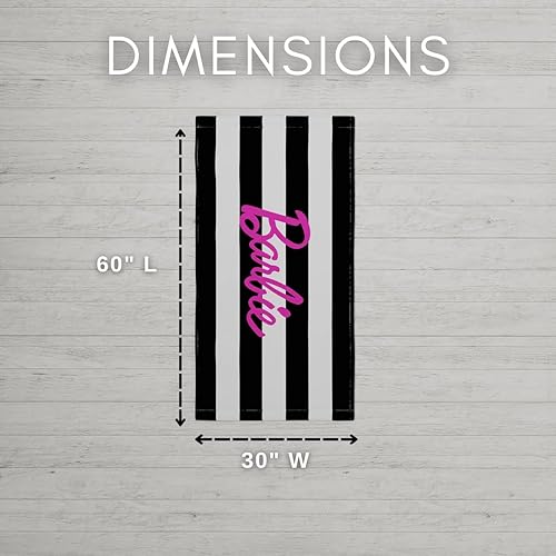 Miniatura 4 de Franco Barbie Barbiecore - Toalla de baño de algodón suave a rayas blancas y negras, 60 x 30 pulgadas (producto oficial Barbiecore)