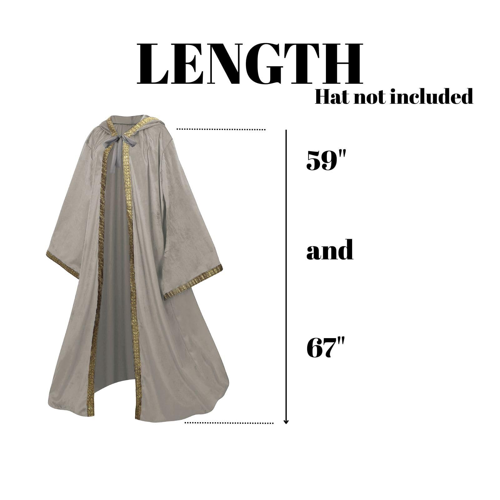 RRCBMD Wizard Cape Hooded Wizard Robe Men Cloak with Sleeves Robe Costume Wizard Outfit Wizard Robes Adult Men (Apricot-170CM) - Image 3