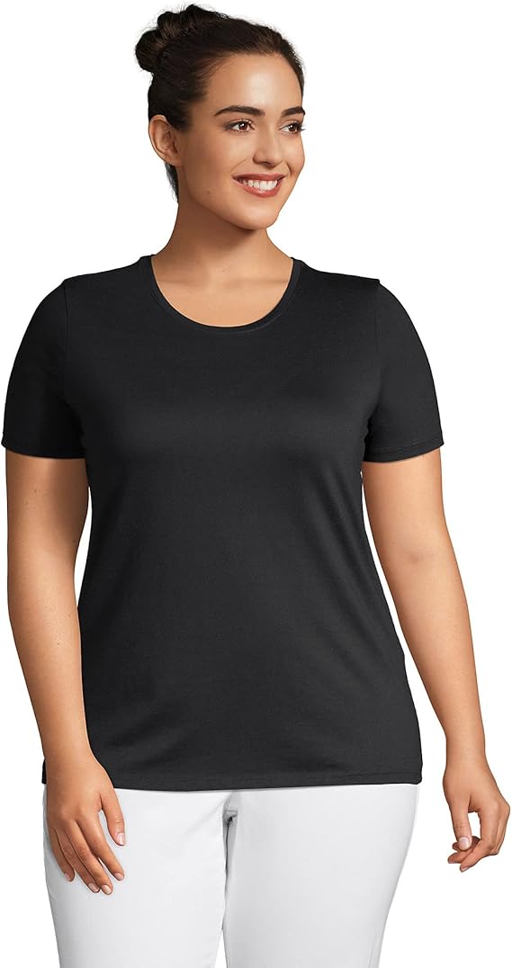Lands' End Women's Relaxed Supima Cotton Short Sleeve Crewneck T-Shirt