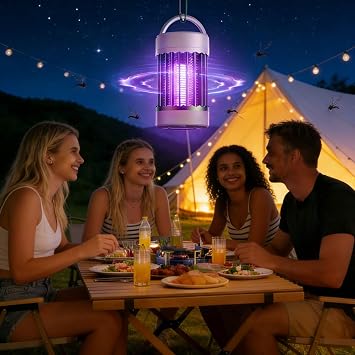 Bug Zapper Rechargeable Portable Mosquito Zapper - Wireless Electric Insect Trap Light | High Powered Indoor Flying Bug Killer Lamp