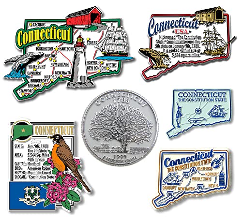 Set de 6 imanes decorativos de Connecticut de caucho miniatura 1