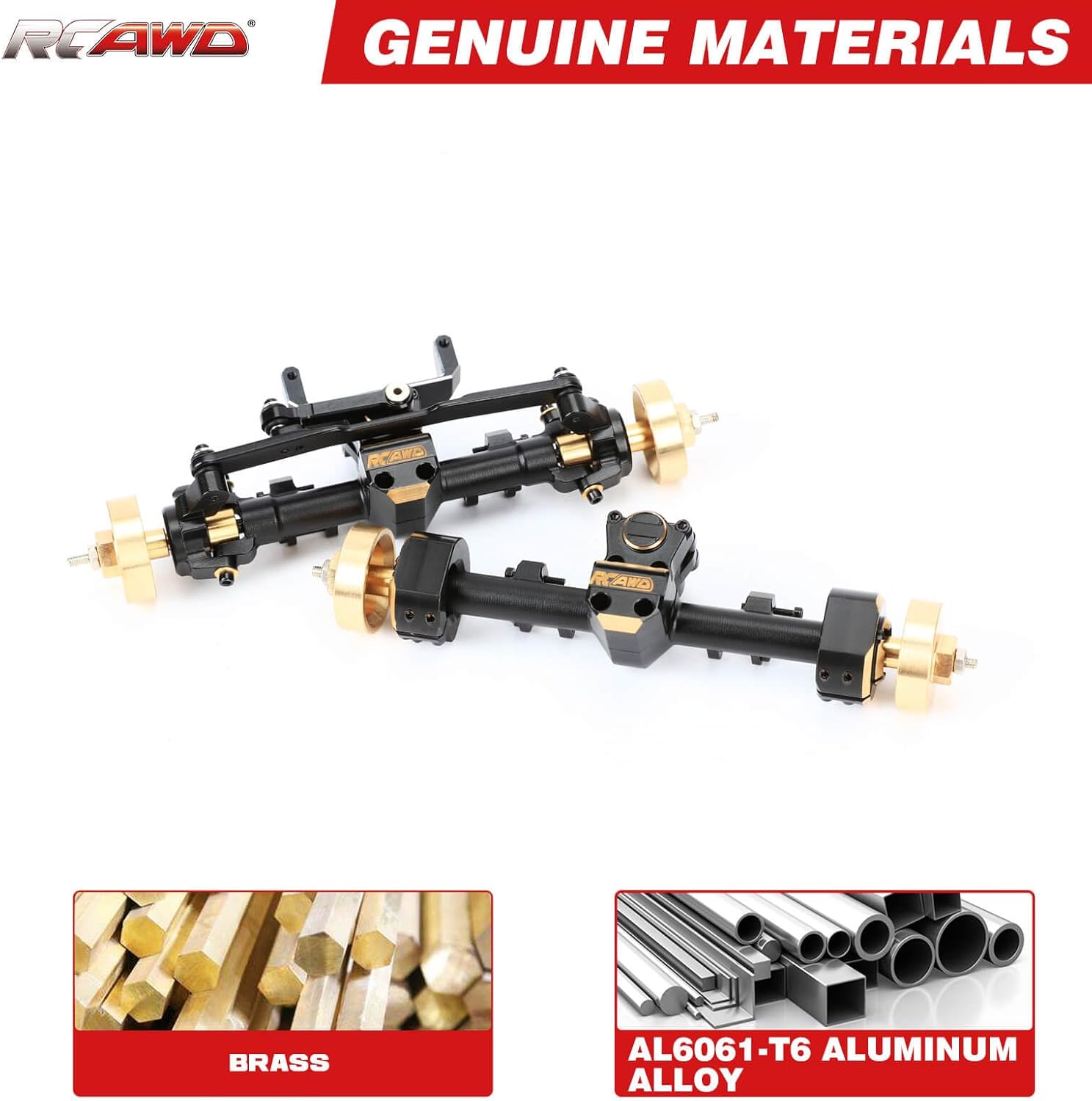 RCAWD Full Metal Front Rear 12mm Longer Portal Axles Assemblies for Axial SCX24 AXI90081 AXI00001 AXI00002 AXI00005 AXI00006 Portal Axle Upgrade Parts(Black)