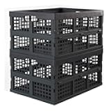 Ggbin 34 Liter Folding Plastic Containers, Grey Plastic Crate, 2 Packs