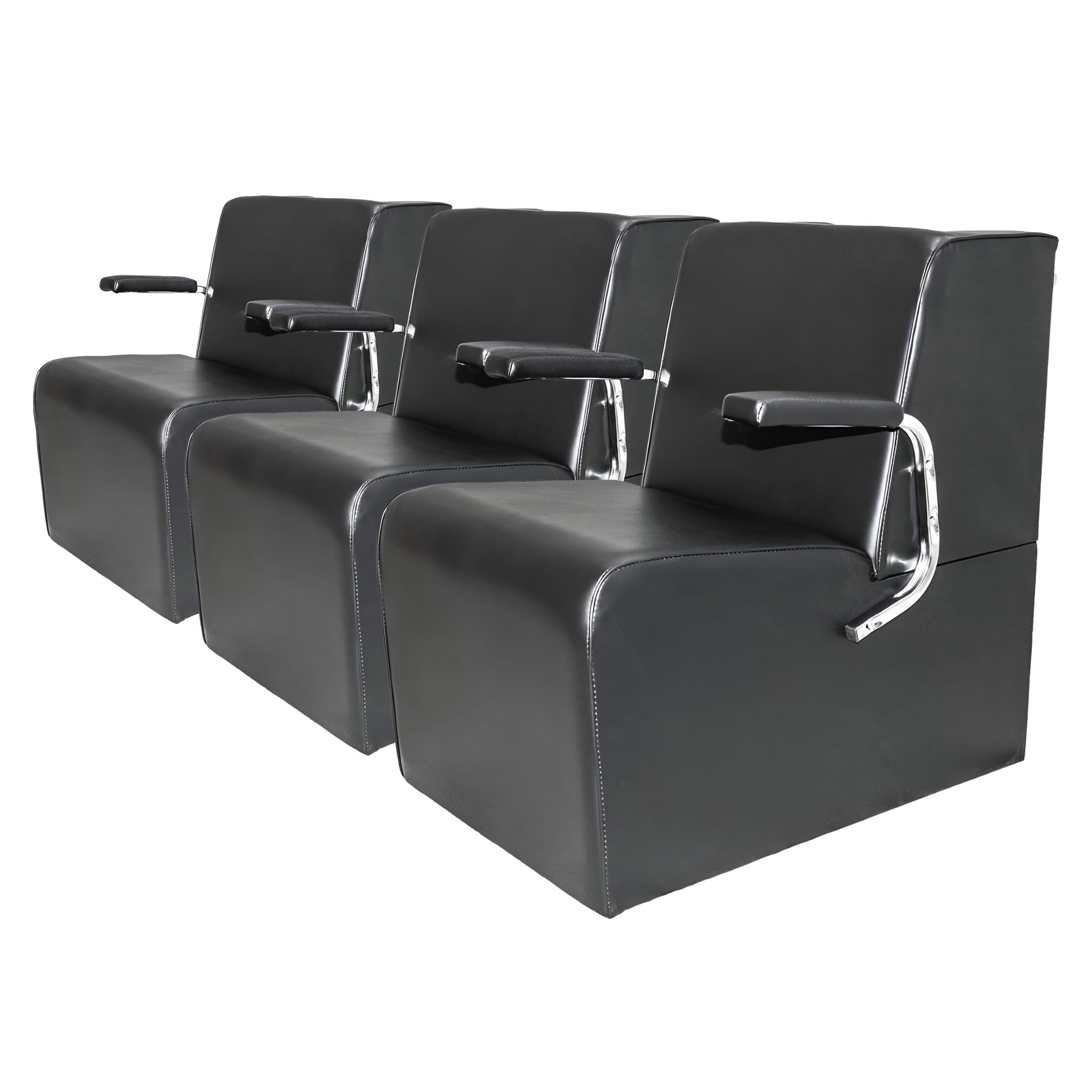 Chromium PureSana Anastasia Vinyl Platform Hair Dryer Chair, Black, 3-Pack
