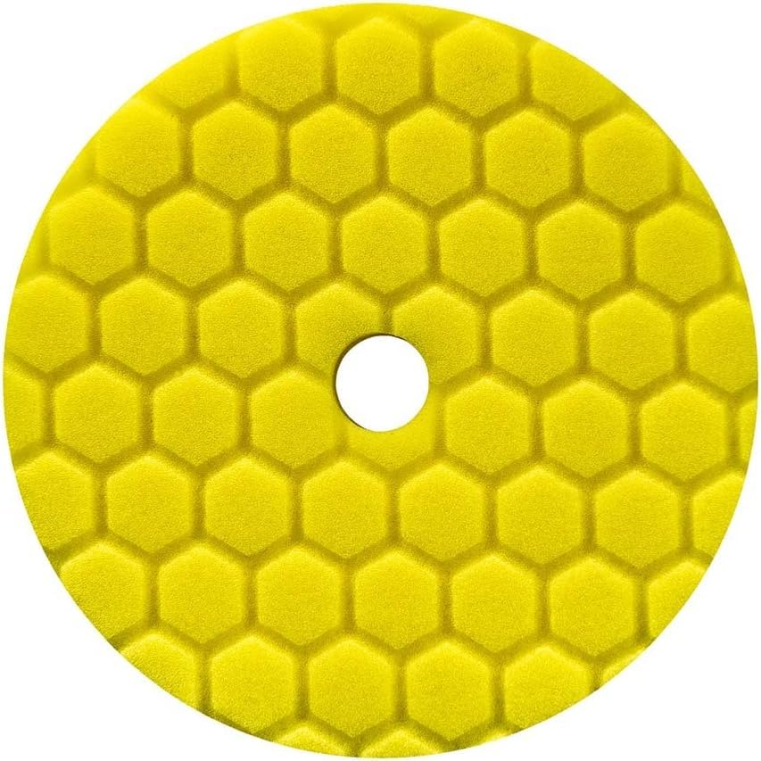 Image of Chemical Guys BUFX111HEX6 Hex-Logic Quantum Heavy Cutting Pad, Yellow (6.5 Inch Pad Made for 6 Inch Backing Plates) (Pack of 12)