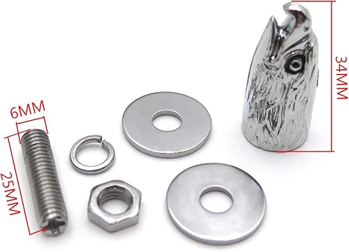 Miniatura 3 de SMT- Tornillos de cabeza de águila cromados compatibles con marco de placa de matrícula y parabrisas PN XH6009-A