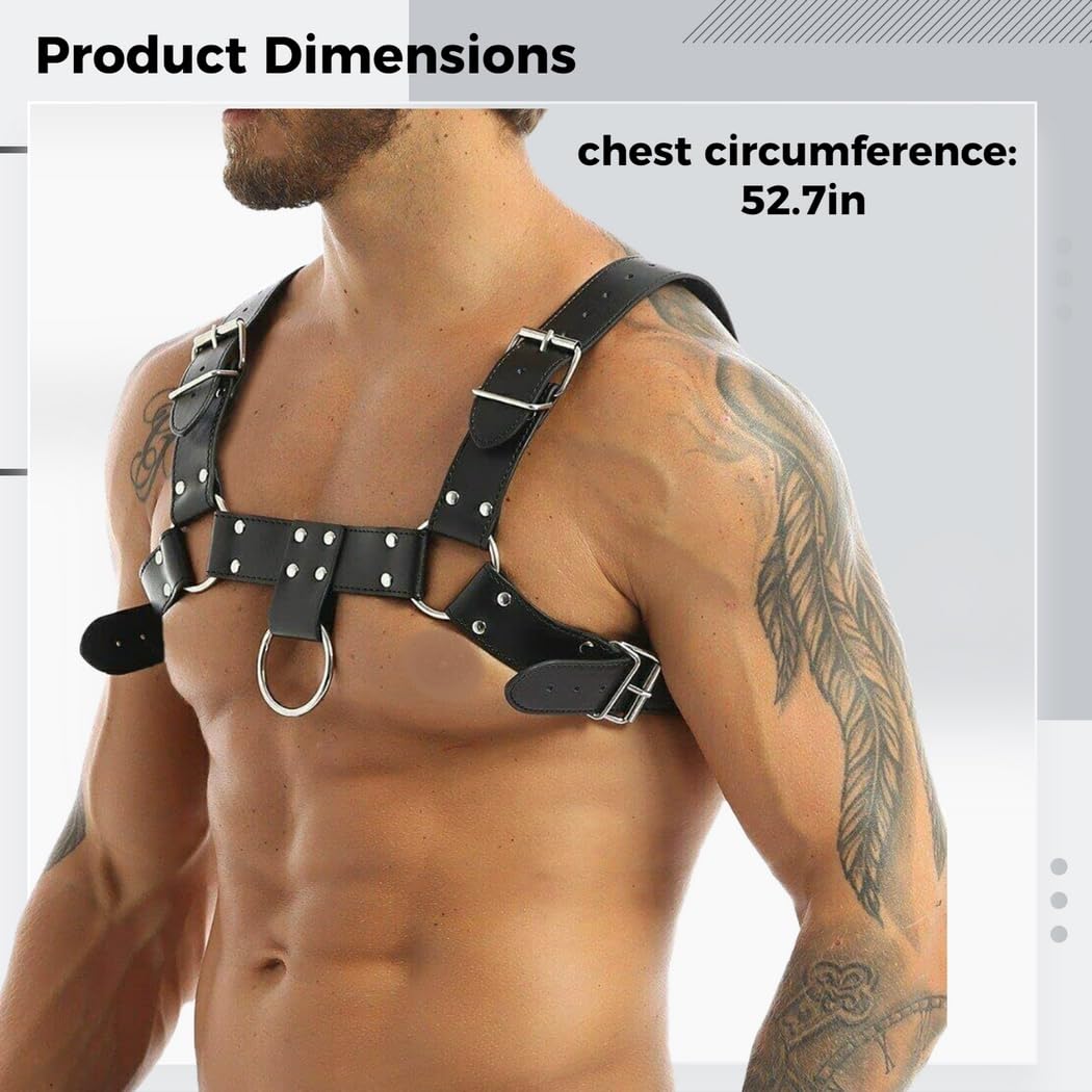 Harnais réglable en cuir synthétique pour homme, bandoulière solide, harnais de poitrine confortable pour tenue de club punk