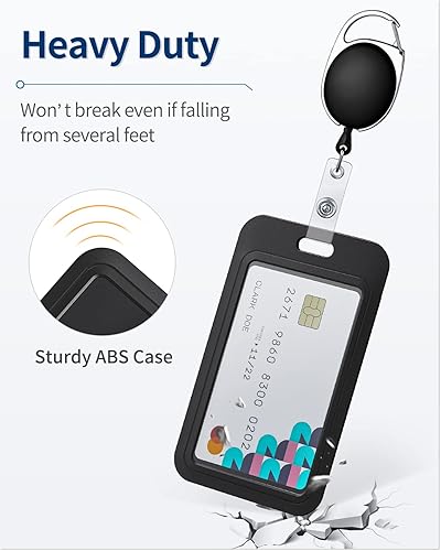 Miniatura 4 de Uniclife Paquete de 10 portatarjetas de identificación deslizantes de plástico vertical negro duro con ventana transparente para oficina, escuela,