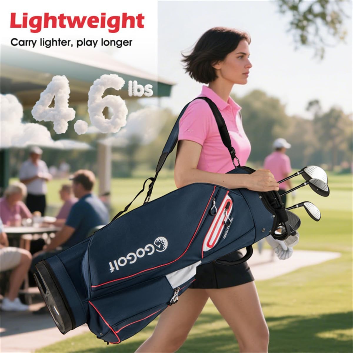 14-Way Golf Cart Bag with Cooler Pocket Waterproof Zipper Golf Club Organizer Bag, 6 Zippered Pockets, Full-Length Dividers, Lightweight for Men and Women, Navy/Red